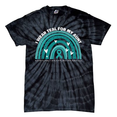 I Wear Teal For My Aunt Auntie Ovarian Cancer Awareness Tie-Dye T-Shirt