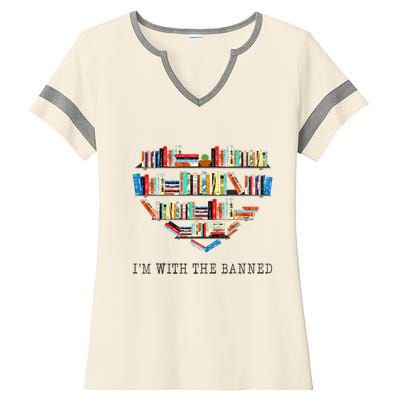 Im With The Banned Books Read Banned Books Lover Ladies Halftime Notch Neck Tee