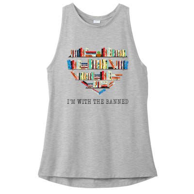 Im With The Banned Books Read Banned Books Lover Ladies PosiCharge Tri-Blend Wicking Tank