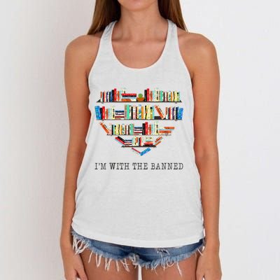 Im With The Banned Books Read Banned Books Lover Women's Knotted Racerback Tank