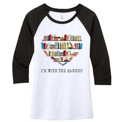 Im With The Banned Books Read Banned Books Lover Women's Tri-Blend 3/4-Sleeve Raglan Shirt