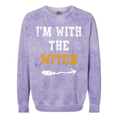 Im With The Witch Funny Halloween Costume Couples Colorblast Crewneck Sweatshirt