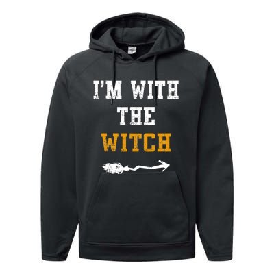 Im With The Witch Funny Halloween Costume Couples Performance Fleece Hoodie