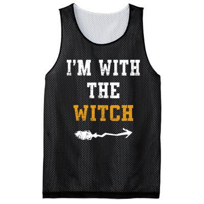 Im With The Witch Funny Halloween Costume Couples Mesh Reversible Basketball Jersey Tank