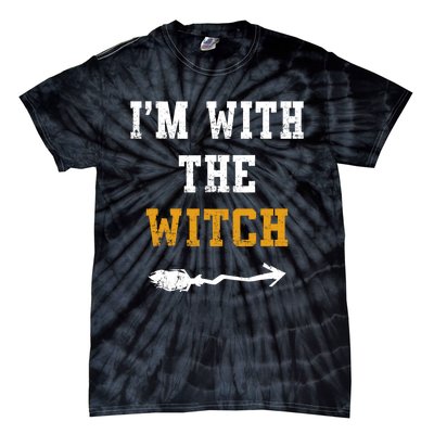 Im With The Witch Funny Halloween Costume Couples Tie-Dye T-Shirt