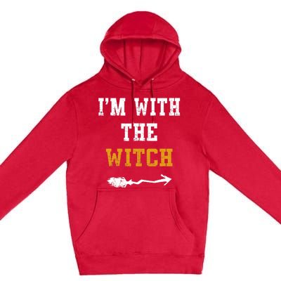 Im With The Witch Funny Halloween Costume Couples Premium Pullover Hoodie