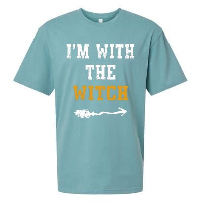 Im With The Witch Funny Halloween Costume Couples Sueded Cloud Jersey T-Shirt