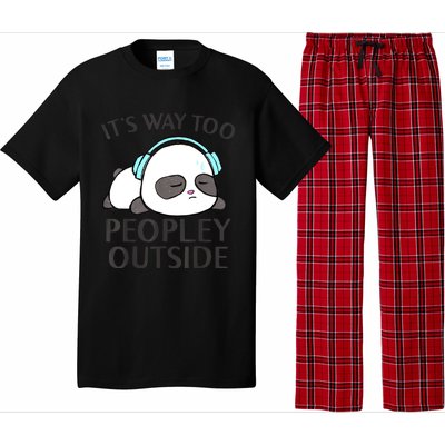 ItS Way Too Peopley Outside Cute Kawaii Introvert Panda Pajama Set