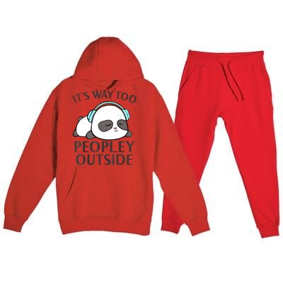 ItS Way Too Peopley Outside Cute Kawaii Introvert Panda Premium Hooded Sweatsuit Set