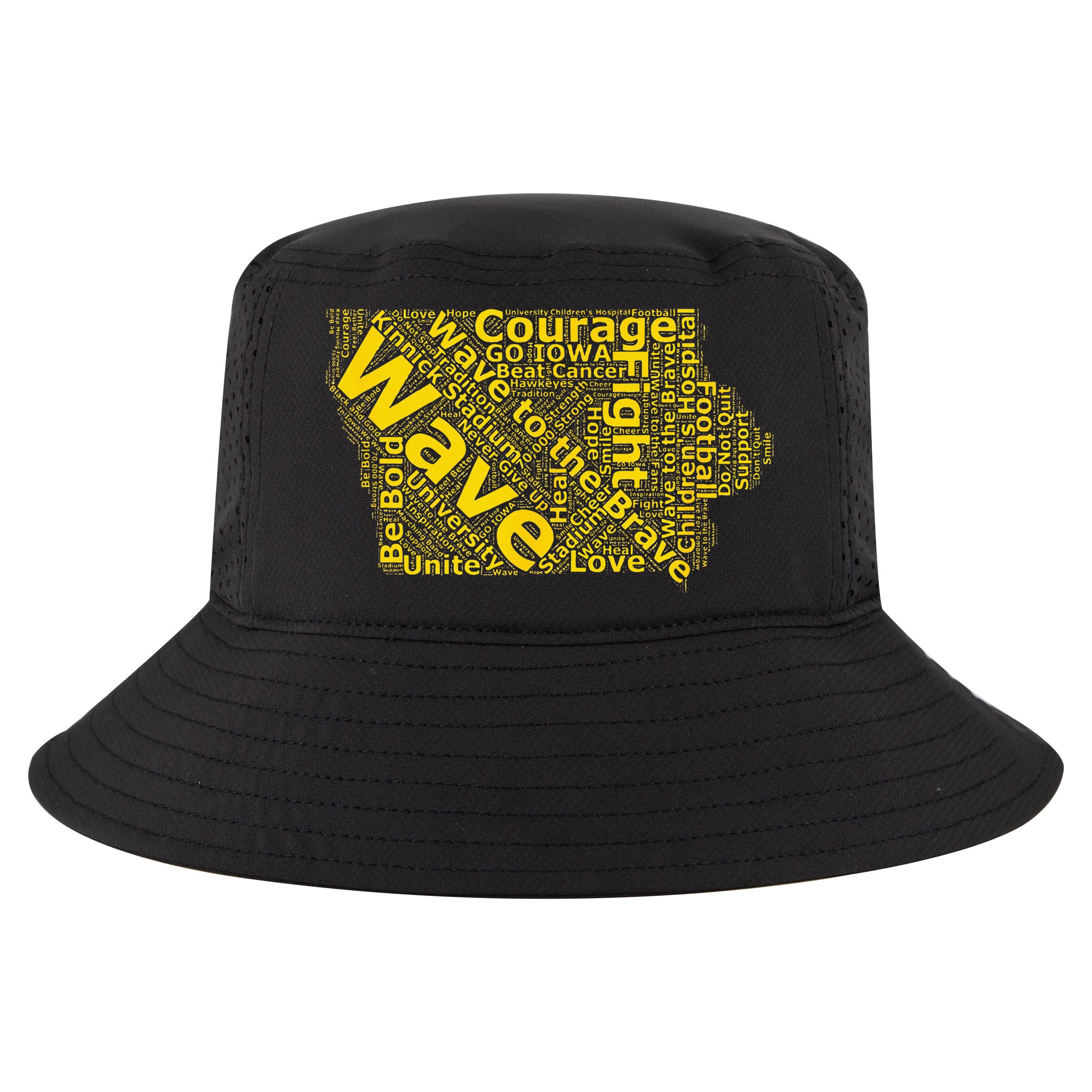 Iowa Wave To The Brave Sick Children Word Cloud Cool Comfort Performance Bucket Hat