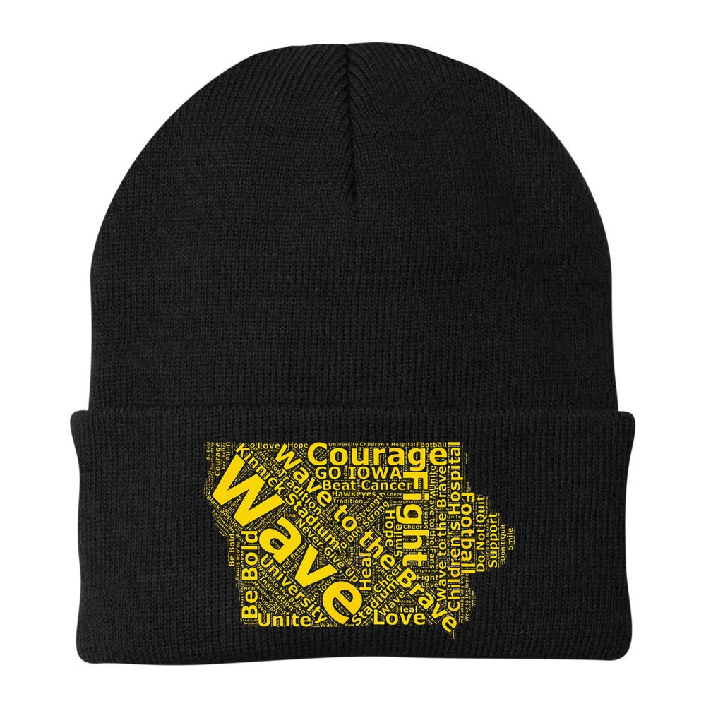 Iowa Wave To The Brave Sick Children Word Cloud Beanie