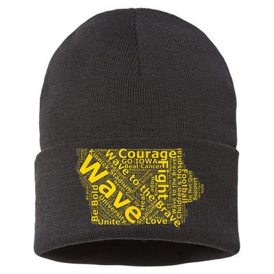Iowa Wave To The Brave Sick Children Word Cloud Sustainable Knit Beanie