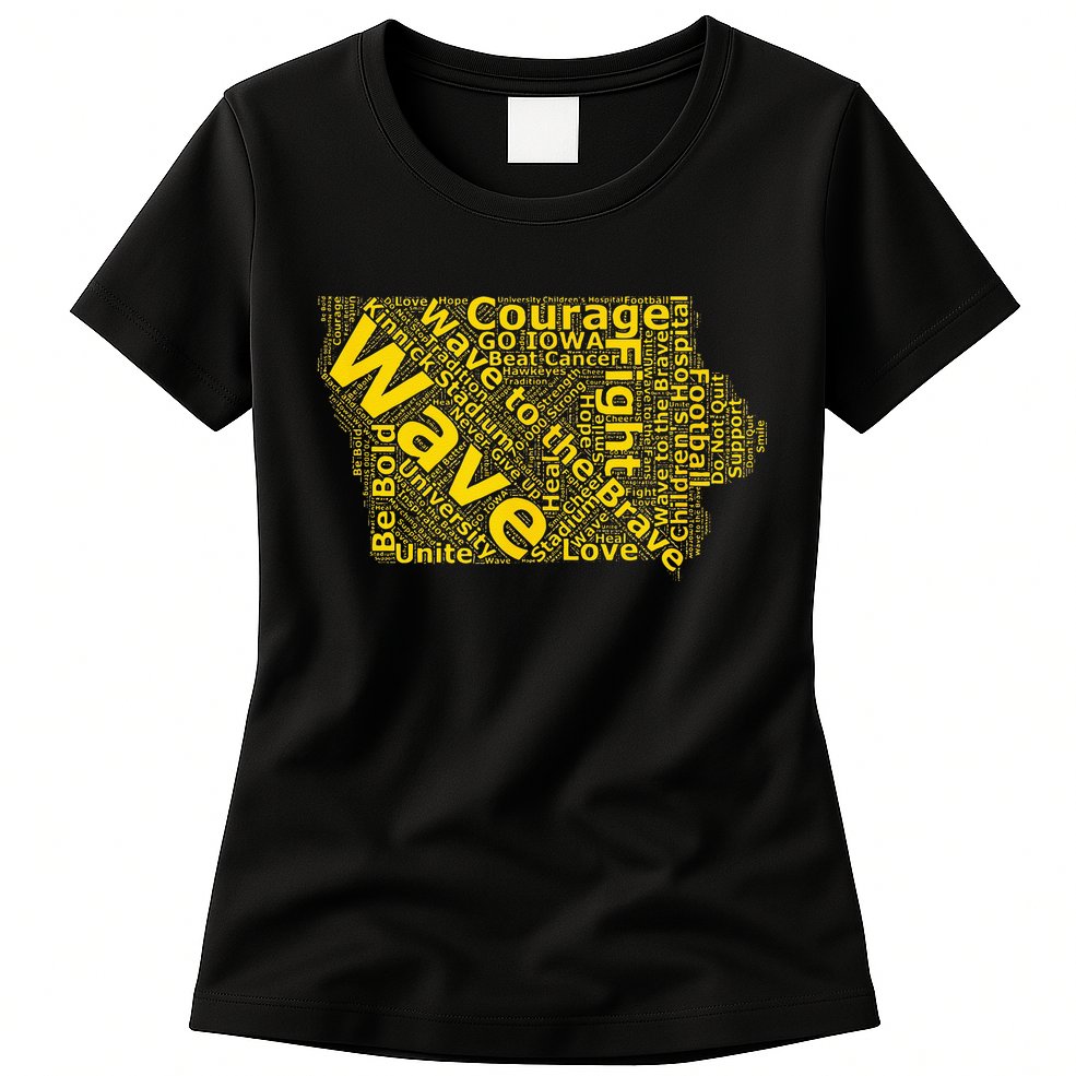 Iowa Wave To The Brave Sick Children Word Cloud Womens T-Shirt