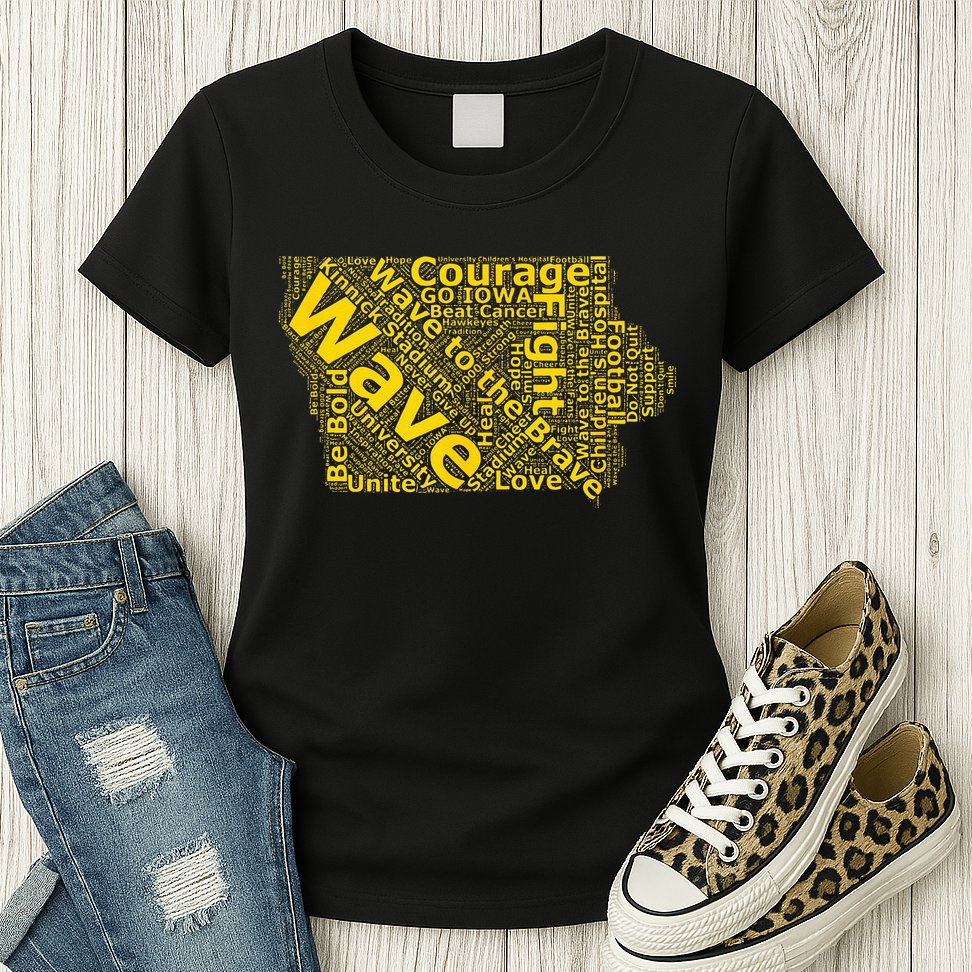 Iowa Wave To The Brave Sick Children Word Cloud Womens T-Shirt