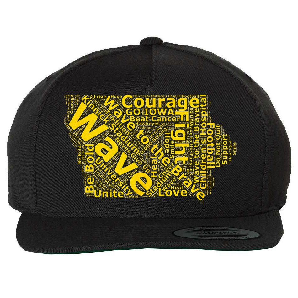 Iowa Wave To The Brave Sick Children Word Cloud Wool Snapback Cap