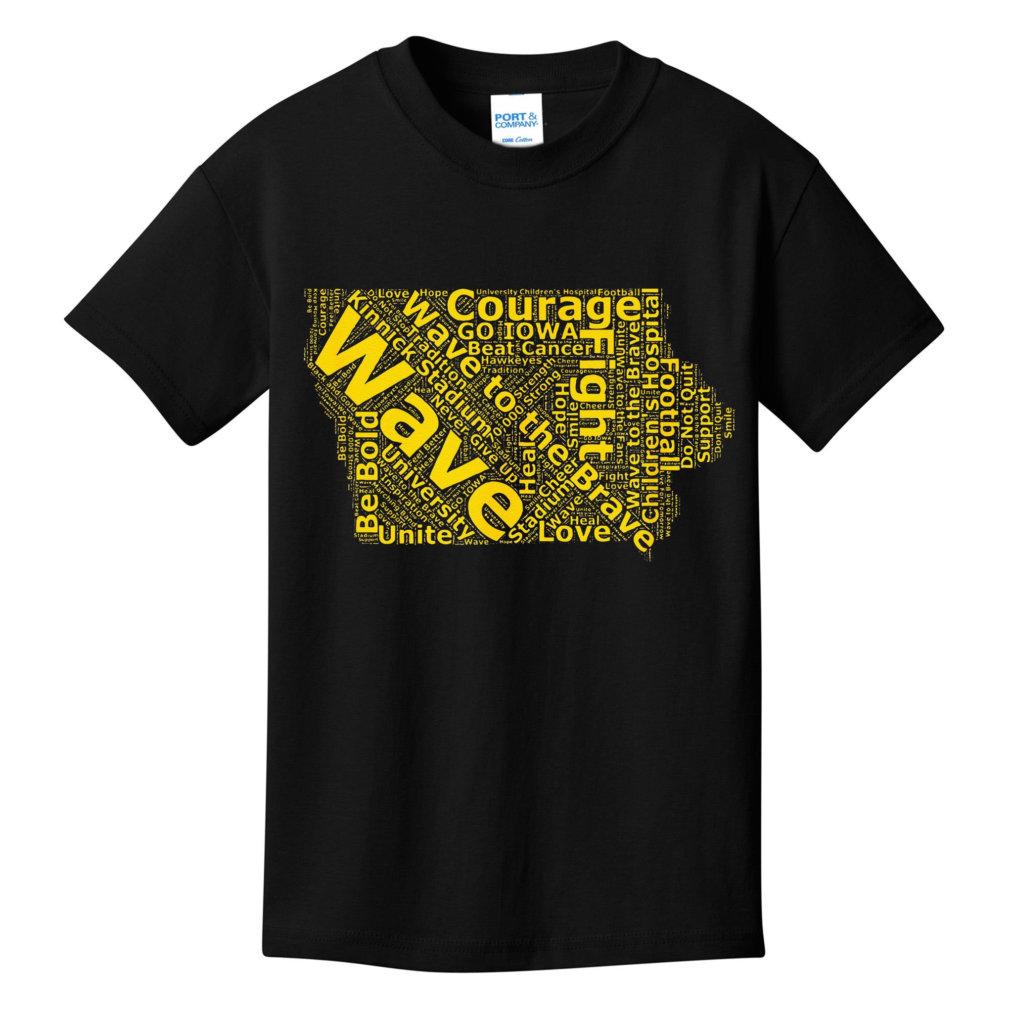 Iowa Wave To The Brave Sick Children Word Cloud Kids T-Shirt