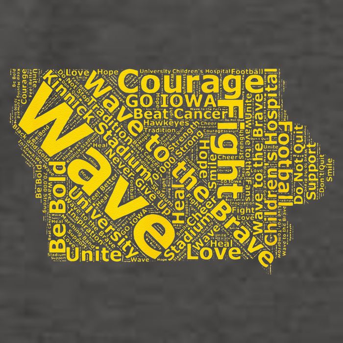 Iowa Wave To The Brave Sick Children Word Cloud Vector Backpack
