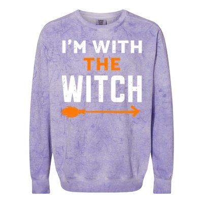 IM With The Witch Couples Halloween Cute Gift Colorblast Crewneck Sweatshirt