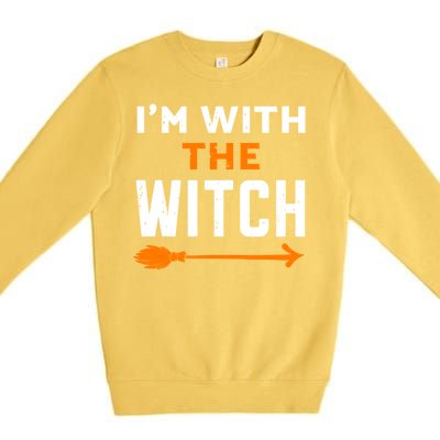 IM With The Witch Couples Halloween Cute Gift Premium Crewneck Sweatshirt