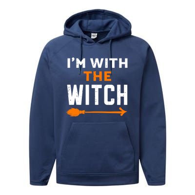 IM With The Witch Couples Halloween Cute Gift Performance Fleece Hoodie