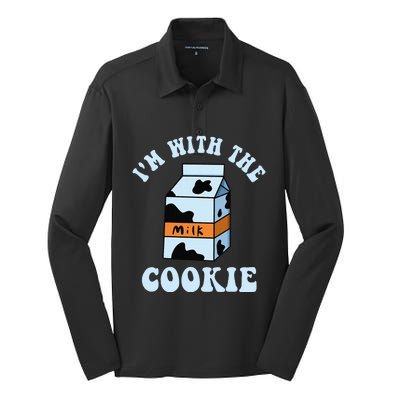 IM With The Cookie And Milk Couples Matching Costumes Silk Touch Performance Long Sleeve Polo