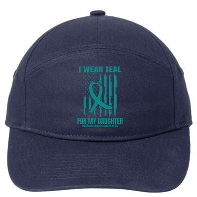 I Wear Teal Daughter Ovarian Cancer Awareness Flag Products 7-Panel Snapback Hat