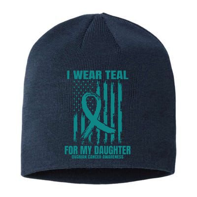 I Wear Teal Daughter Ovarian Cancer Awareness Flag Products Sustainable Beanie