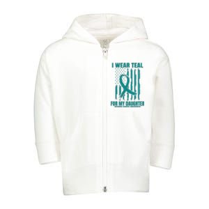 I Wear Teal Daughter Ovarian Cancer Awareness Flag Products Toddler Zip Fleece Hoodie