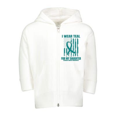 I Wear Teal Daughter Ovarian Cancer Awareness Flag Products Toddler Zip Fleece Hoodie