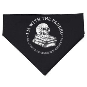 Im With The Banned Books Funny Book Lover Librarian Reading USA-Made Doggie Bandana