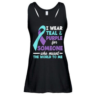 I Wear Teal & Purple For Someone I Love Suicide Prevention Ladies Essential Flowy Tank