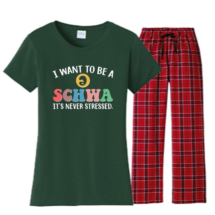 I Want To Be A Schwa Its Never Stressed Women's Flannel Pajama Set