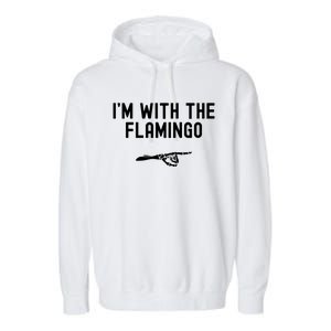 IM With The Flamingo Funny Halloween Spooky Skeleton Hand Gift Garment-Dyed Fleece Hoodie