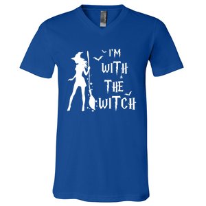 Im With The Witch Halloween Couple Funny Great Gift V-Neck T-Shirt