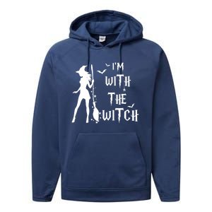 Im With The Witch Halloween Couple Funny Great Gift Performance Fleece Hoodie