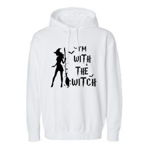 Im With The Witch Halloween Couple Funny Great Gift Garment-Dyed Fleece Hoodie