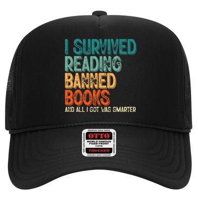 Im With the Banned I Survived Reading Banned Books High Crown Mesh Back Trucker Hat