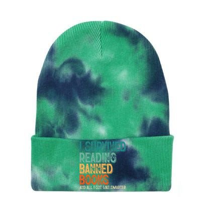 Im With the Banned I Survived Reading Banned Books Tie Dye 12in Knit Beanie