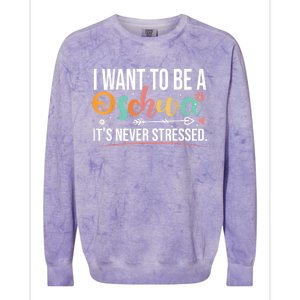 I Want To Be A Schwa ItS Never Stressed Science Of Reading Funny Gift Colorblast Crewneck Sweatshirt