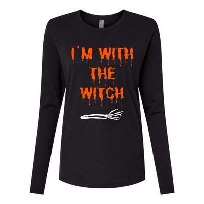 Im With The Witch Skeleton Hand Halloween Witch Costume Great Gift Womens Cotton Relaxed Long Sleeve T-Shirt