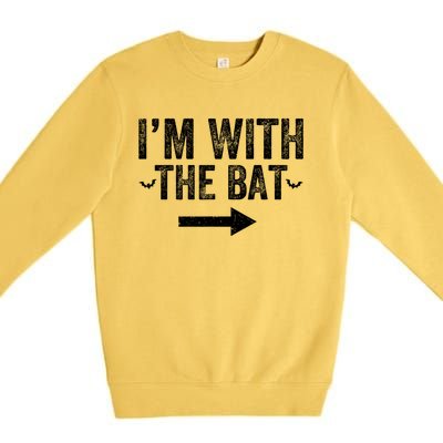 IM With The Bat Funny Matching Couple Costume Halloween Premium Crewneck Sweatshirt