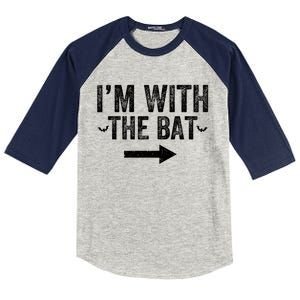 IM With The Bat Funny Matching Couple Costume Halloween Kids Colorblock Raglan Jersey