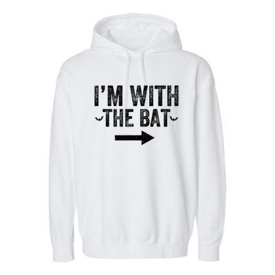 IM With The Bat Funny Matching Couple Costume Halloween Garment-Dyed Fleece Hoodie