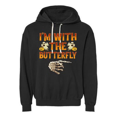 Im With The Butterfly Costume Funny Halloween Couple Garment-Dyed Fleece Hoodie