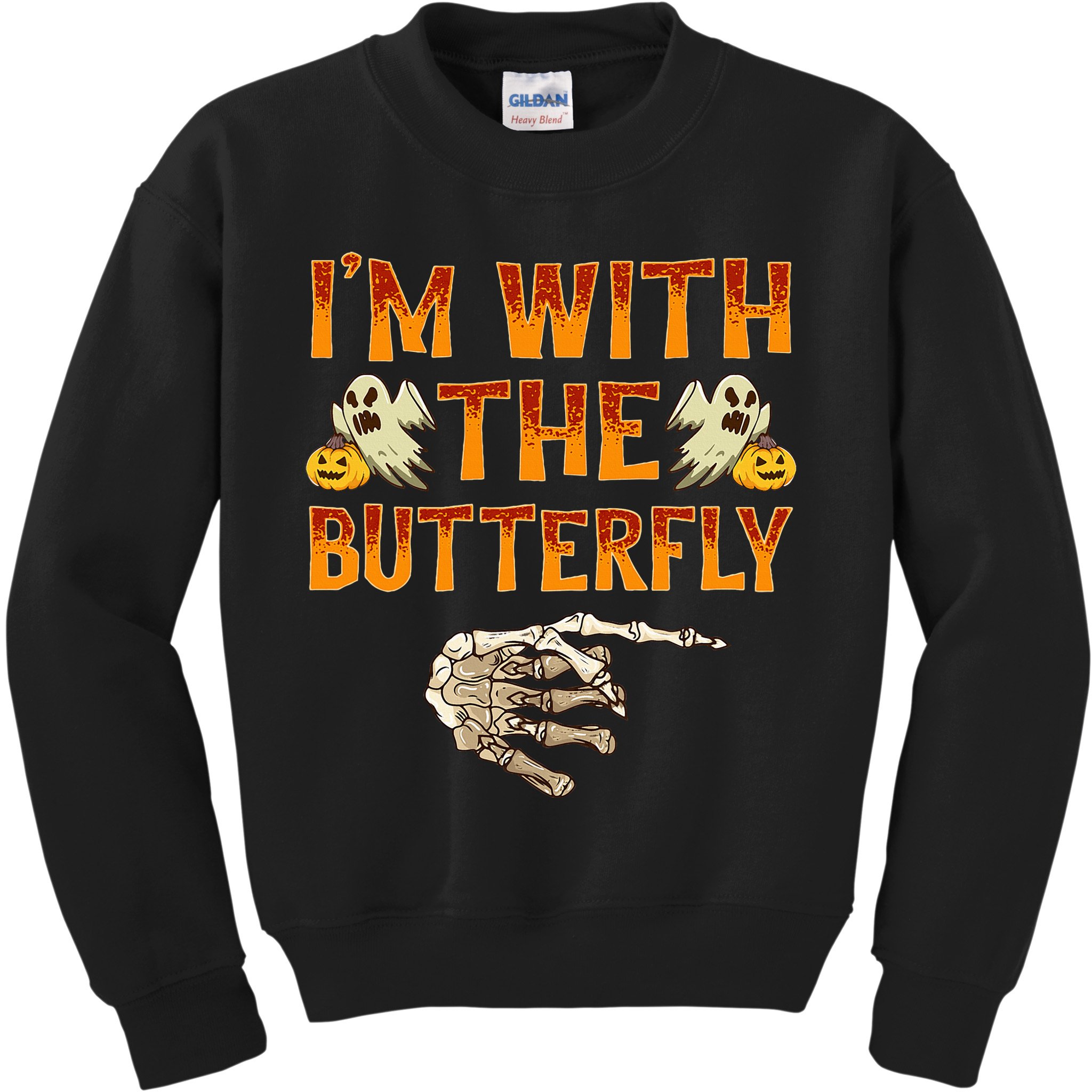 Im With The Butterfly Costume Funny Halloween Couple Kids Sweatshirt