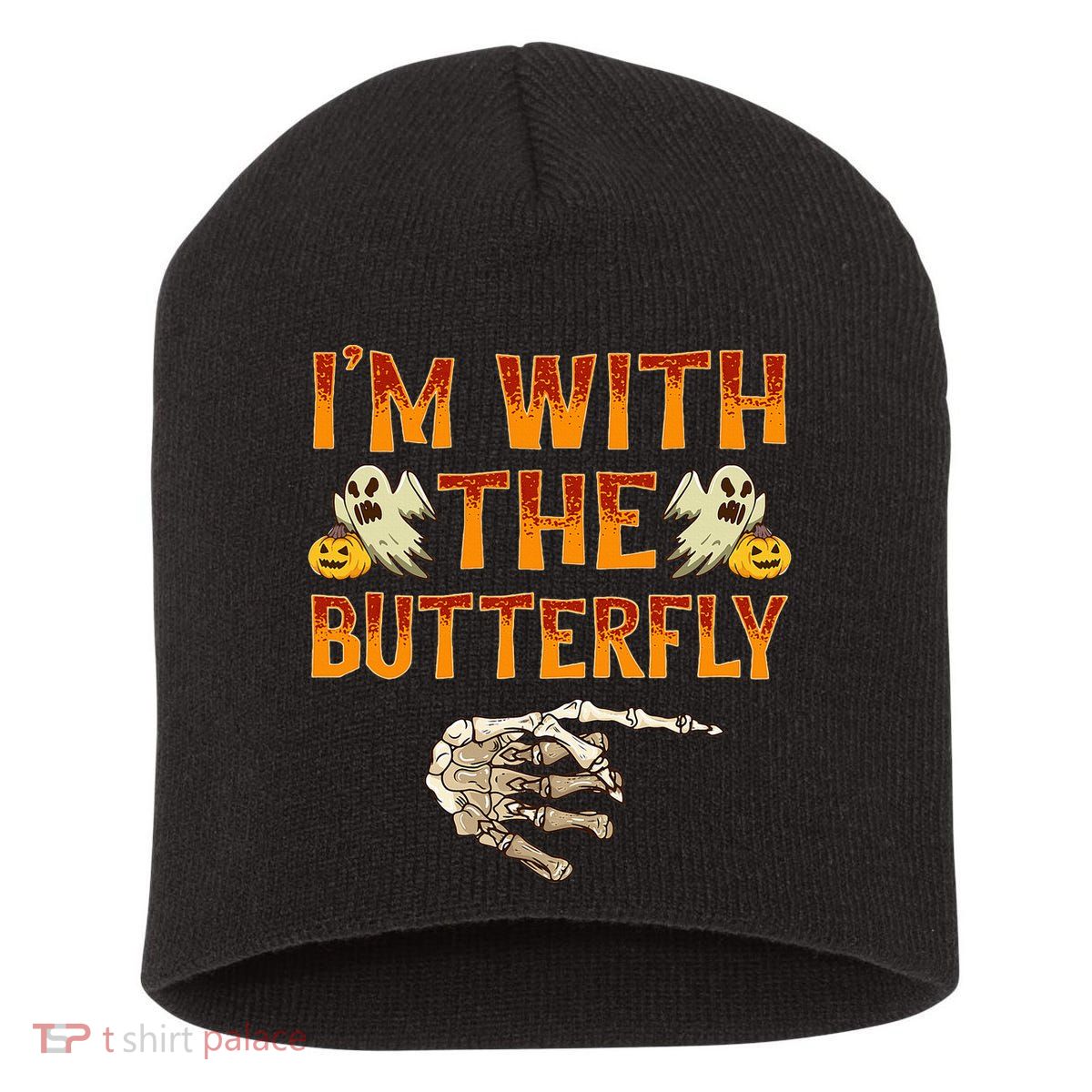 Im With The Butterfly Costume Funny Halloween Couple Short Acrylic Beanie