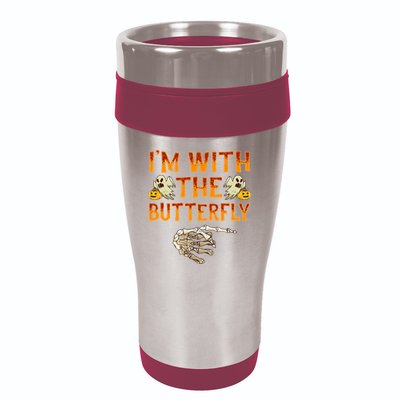 Im With The Butterfly Costume Funny Halloween Couple 16oz Travel Tumbler