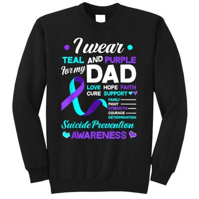 I Wear Teal & Purple For My Dad Suicide Prevention Awareness Tall Sweatshirt