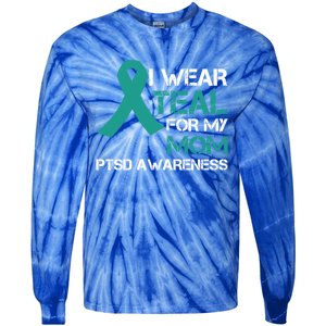 I Wear Teal For My Mom Support Ptsd Warrior Gift Tie-Dye Long Sleeve Shirt