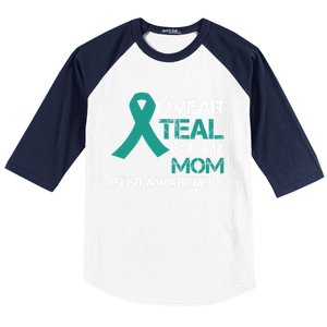 I Wear Teal For My Mom Support Ptsd Warrior Gift Baseball Sleeve Shirt